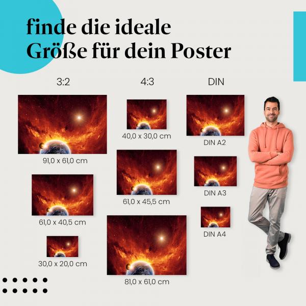 Dramatische Szene im Weltall: Poster "Kosmische Explosion" - Erdkugel & Stern