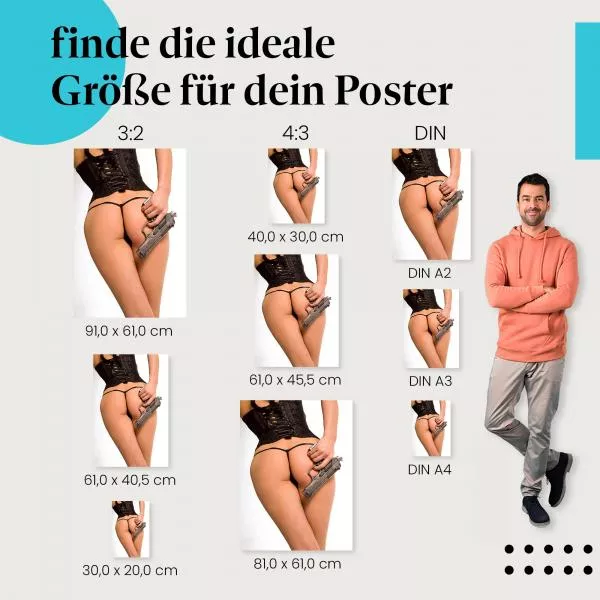 Geheimnisvolle Pose: Frau mit Pistole | Postereck 0046