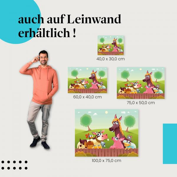 Leinwandbild "Glückliche Farmtiere": Bauernhof & Illustration