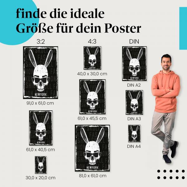 "New Yorker Fashion Skull" Poster: Finde deine passende Größe und zeige deinen Style!