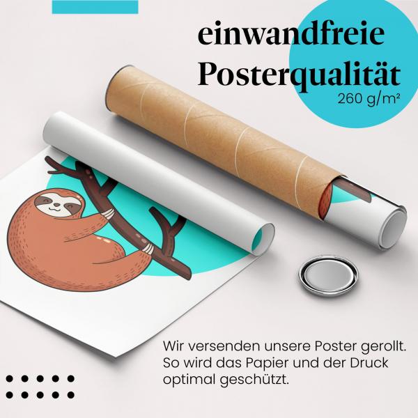 Gerolltes Poster "Faultier" - Ermutigung & Humor, sicher verpackt.