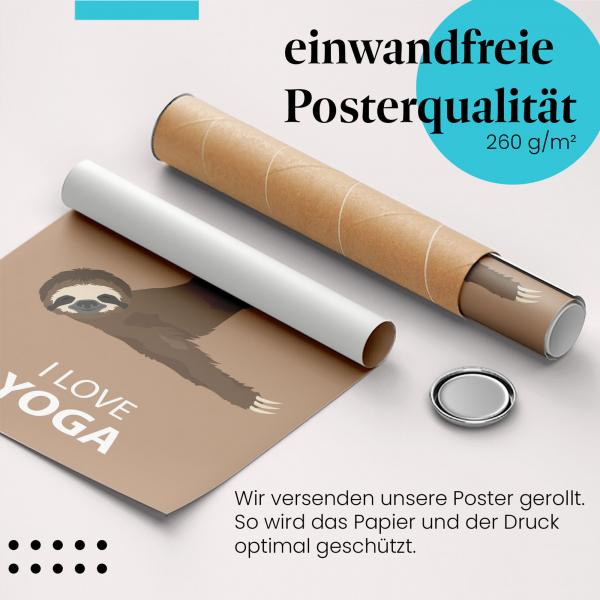 Gerolltes Poster "Faultier" - Faultier & Yoga, sicher verpackt.