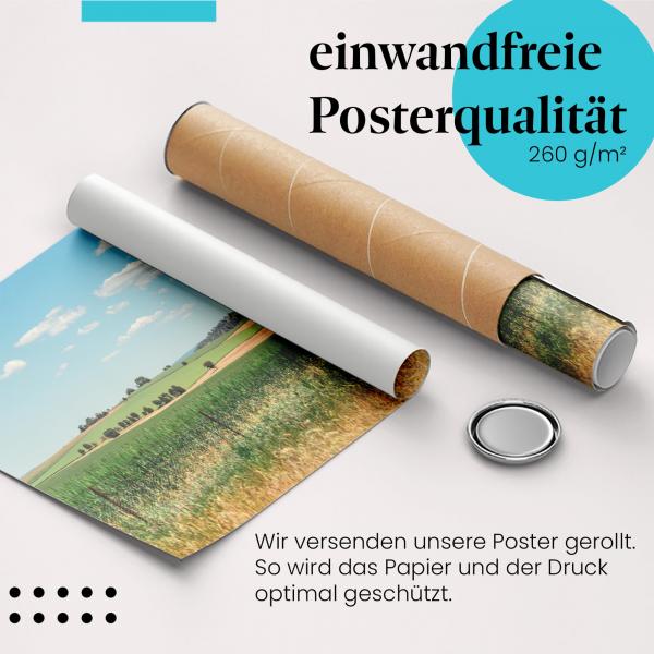 Gerolltes Poster "Feldweg". Natur & Ruhe, sicher verpackt.