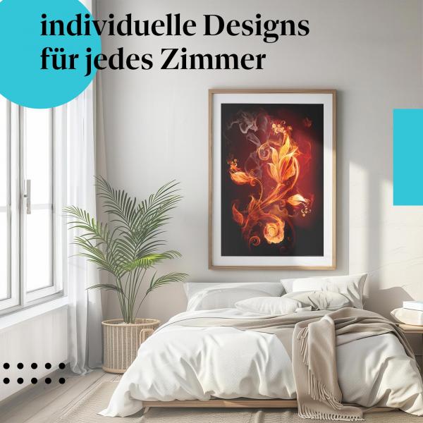 Schlafzimmer Deko: "Abstrakte Blumen" Poster. Moderne Wanddeko für ein minimalistisches Schlafzimmer.