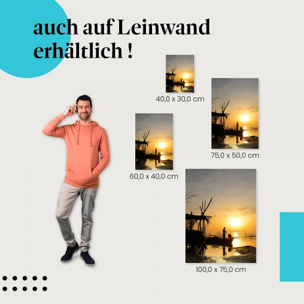 "Fischer bei Sonnenaufgang" Leinwandbild. Finde die ideale Größe für dein Zuhause & setze Akzente mit Kunst!