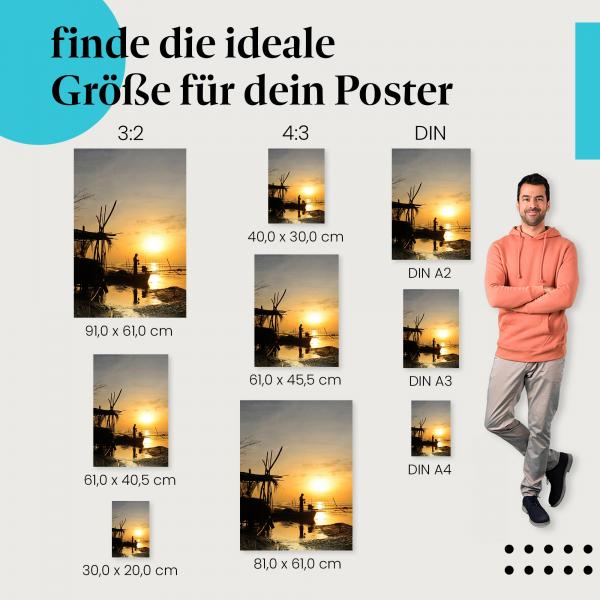 Magischer Sonnenaufgang: Fischer am Meer - jetzt Postergröße wählen!