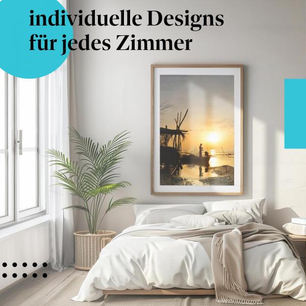 Schlafzimmer Deko: Fischerromantik mit "Sonnenaufgang" Poster