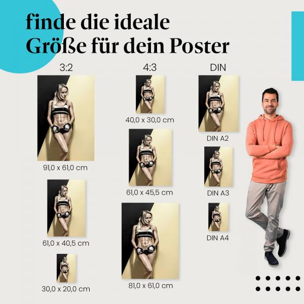 Trainiere mit Power! Poster "Starke Ausstrahlung" mit einer durchtrainierten Fitnessfrau!