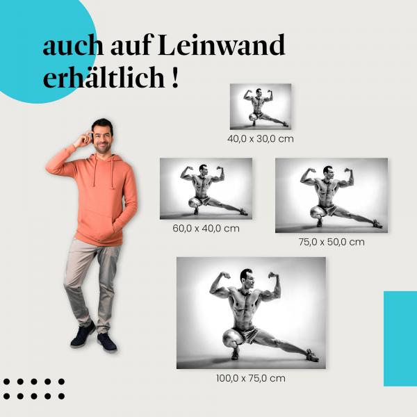 Fitness, Leinwandbild: Mann, schwarz-weiß, Muskeln, athletisch.