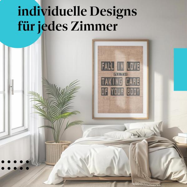 Fitness Poster: "Liebe deinen Körper" - Typografie & Spruch