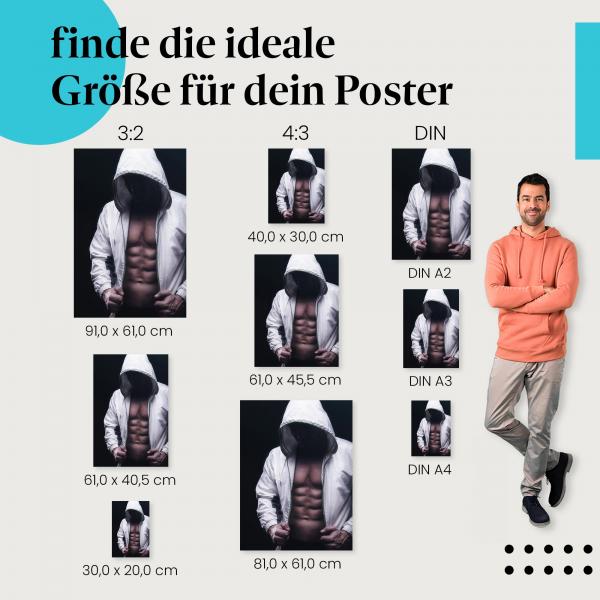 "Athletischer Mann im Hoodie": Poster - Muskulöser Oberkörper & Fitness