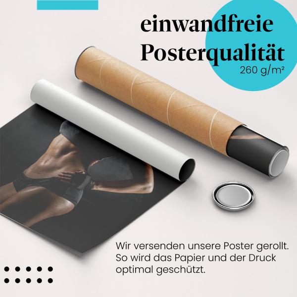 Gerolltes Poster "Fitness & Motivation" - Kraft & Disziplin, sicher verpackt.