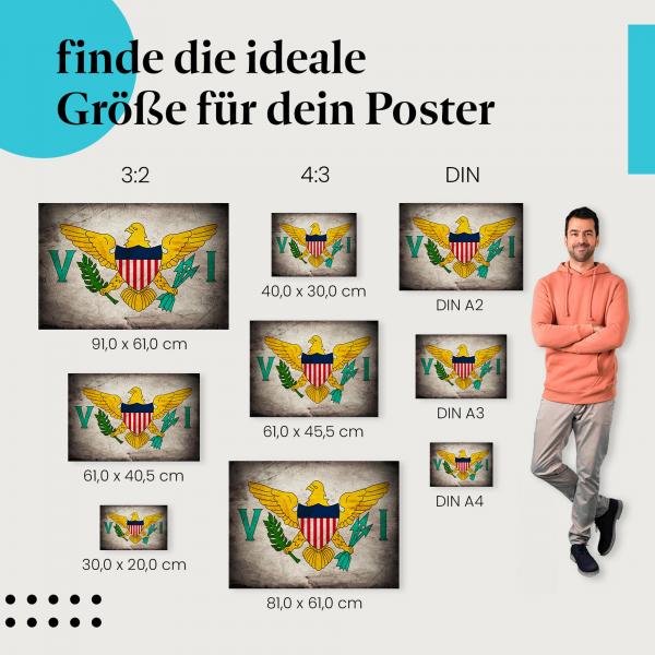 Amerikanische Jungferninseln: Flaggenposter bestellen!