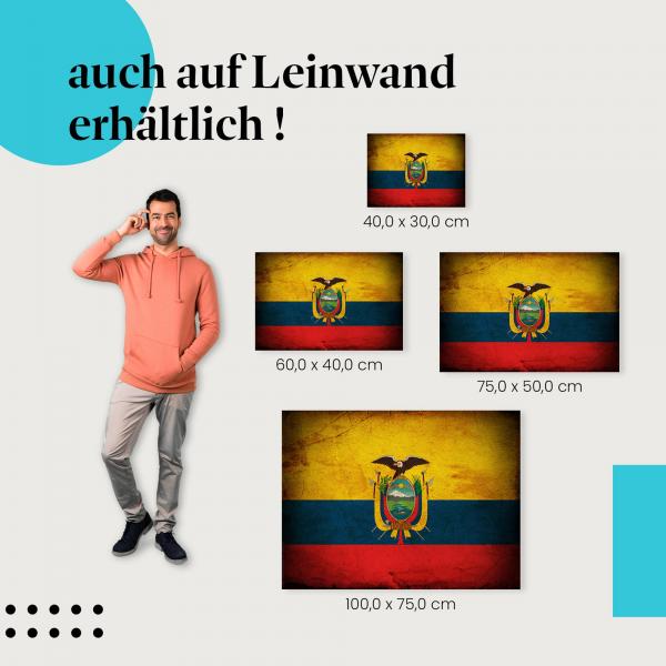 "Ecuador Flagge" Leinwand - Vintage: Wappen. Finde die ideale Größe & setze Akzente mit Kunst!