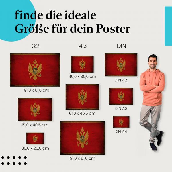 Montenegro Flagge Poster: Verschiedene Größen für deine Wand!