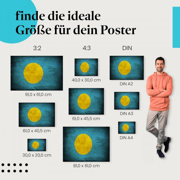 Palau Flagge Poster: Verschiedene Größen für deine Wand!