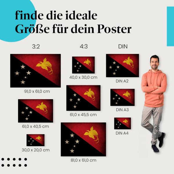 Papua-Neuguinea Flagge Poster: Jetzt die richtige Größe finden!