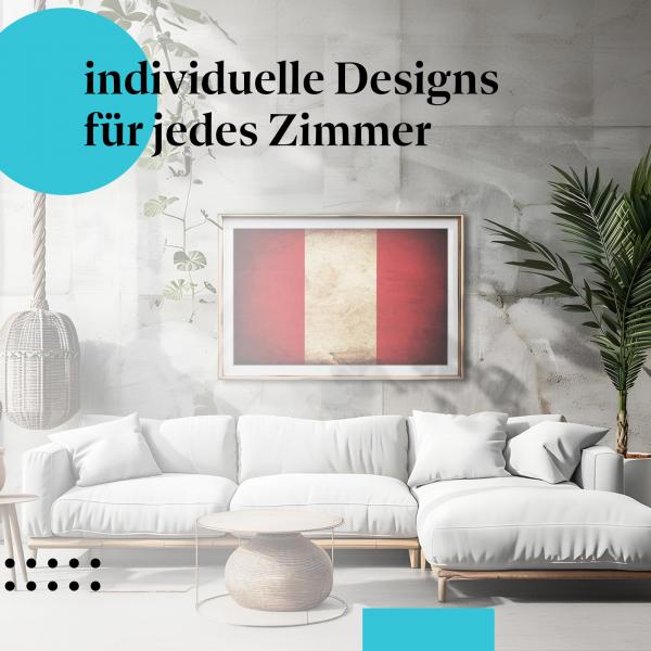 Schlafzimmer Deko: Modernes Zimmer mit "Peru Flagge" Poster. Wanddeko im minimalistischen Stil.