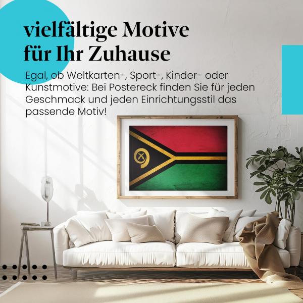 Leinwandbild "Vanuatu Vintage Flagge: Schwarzes "Y"". Wanddeko für Vanuatu-Fans.