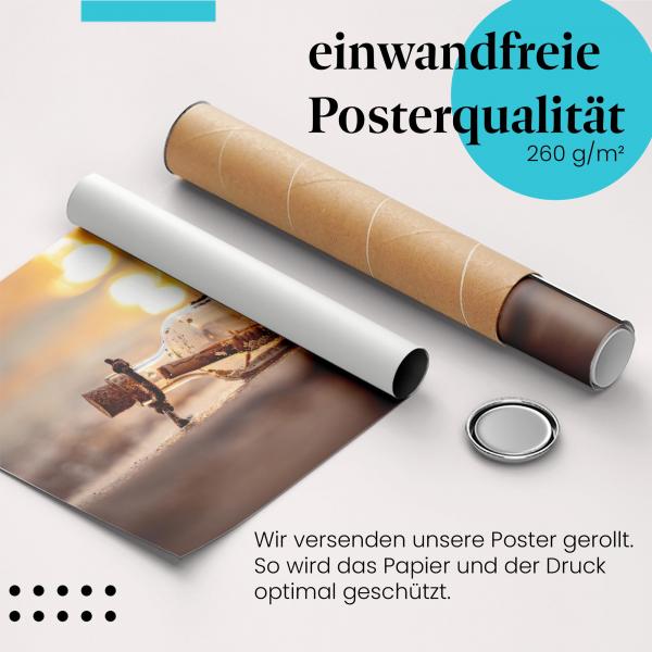 Gerolltes Poster "Flaschenpost". Abenteuer & Geheimnis, sicher verpackt.