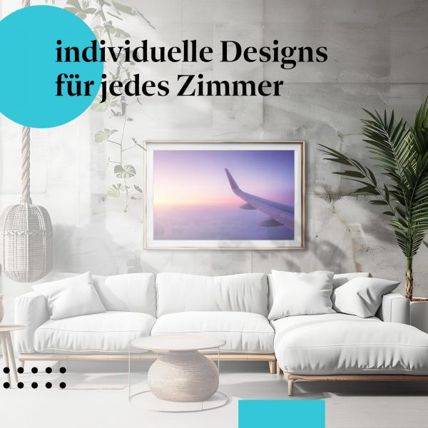 Schlafzimmer Deko: "Flugzeug & Sonnenaufgang" Poster - Für alle, die Fernweh haben.