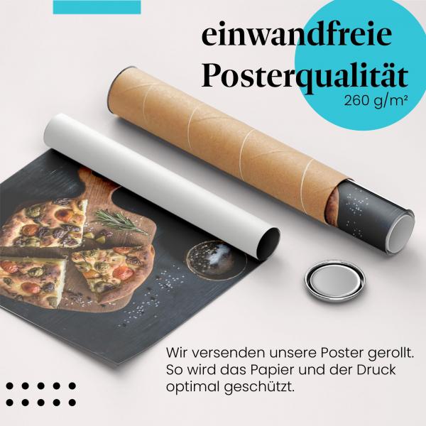 Gerolltes Poster "Focaccia" - Italienische Küche, sicher verpackt.