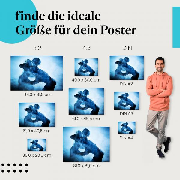 Football Tackle im Nebel Poster: Actionreiche Deko!