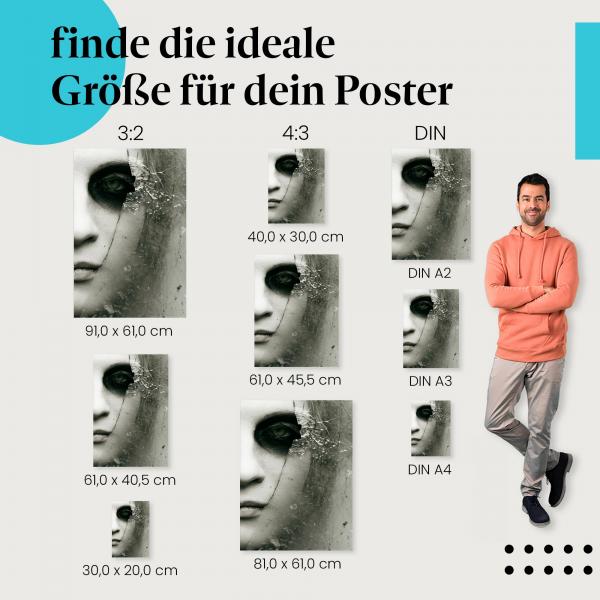 Frau hinter Glas Poster: Surreales Motiv - jetzt Postergröße wählen!