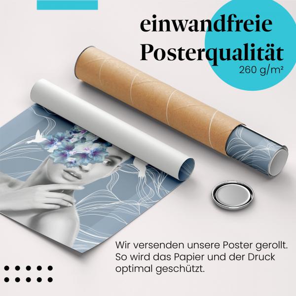 Gerolltes Poster "Abstraktes Porträt". Kunst & Fantasie, sicher verpackt.