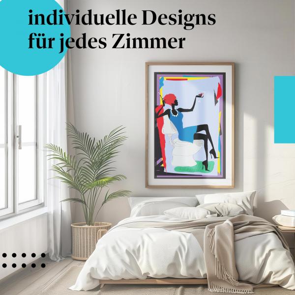 Humor Poster: "Stilvolle Frau auf der Toilette" - Frau & Cocktail