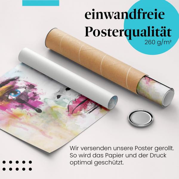 Gerolltes Poster "Frauenportrait", abstrakt, Aquarell.