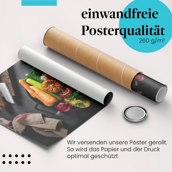 Gerolltes Poster "Gemüsekorb". Gesunde Ernährung, sicher verpackt.