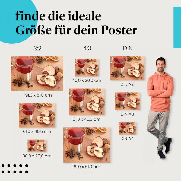 Entdecke die passende Postergröße: Früchtetee, Apfel, Zimt, Sternanis - Wintergenuss.