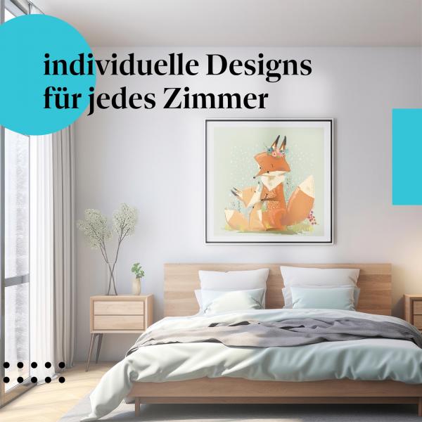 Schlafzimmer Deko: Kinderzimmer mit "Füchse" Leinwandbild. Liebevolle Deko für kleine Tierfreunde.