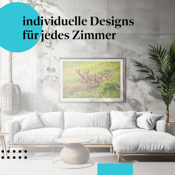 Schlafzimmer Deko: "Fuchswelpen" Poster: Ein Hauch von Wildnis - perfekt fürs Schlafzimmer.