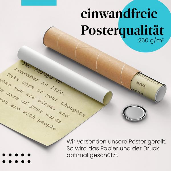 Gerolltes Poster "Gedanken & Worte". Achtsamkeit im Alltag, sicher verpackt.