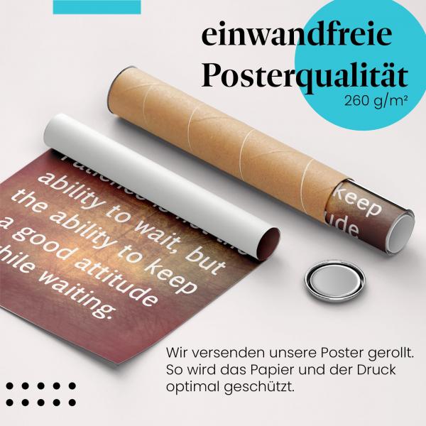 Gerolltes Poster "Geduld & Einstellung". Gelassenheit & Zuversicht, sicher verpackt.