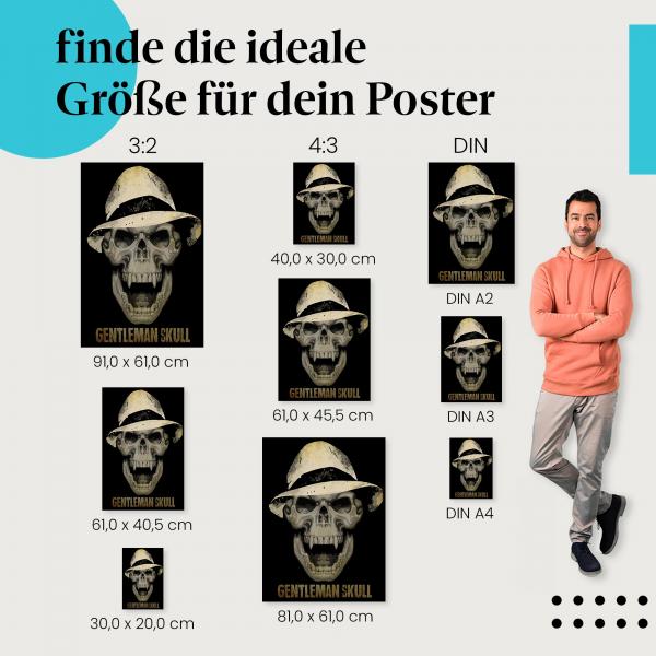 "Gentleman Skull" Poster in verschiedenen Grössen - finde die richtige Grösse für deine Wanddekoration!