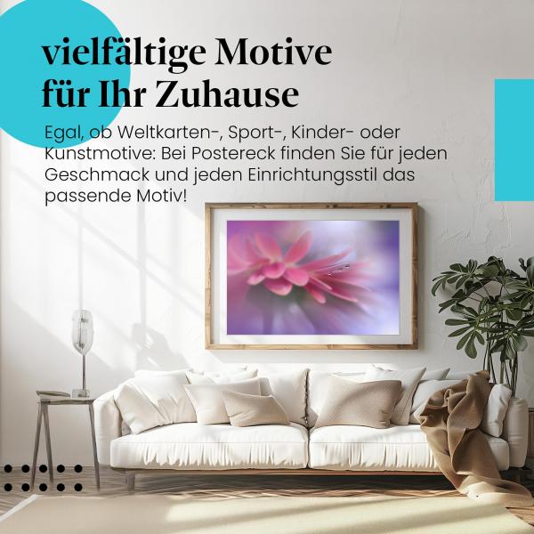 Leinwandbild "Gerbera": Makroaufnahme, rosa, Wassertropfen - faszinierend!