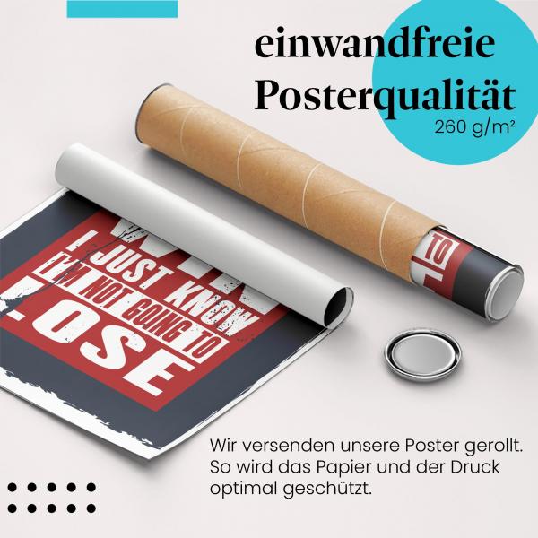 "Gewinnen": Gerolltes Poster, Motivationsspruch.