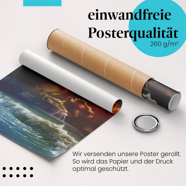 Gerolltes Poster "Sturm am Meer". Faszinierende & bedrohliche Natur, sicher verpackt.