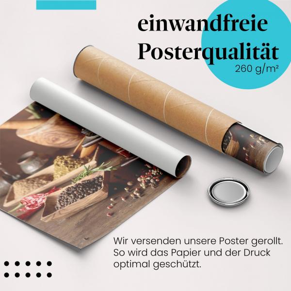 Gerolltes Poster "Gewürze & Kräuter". Küche & Aromen, sicher verpackt.