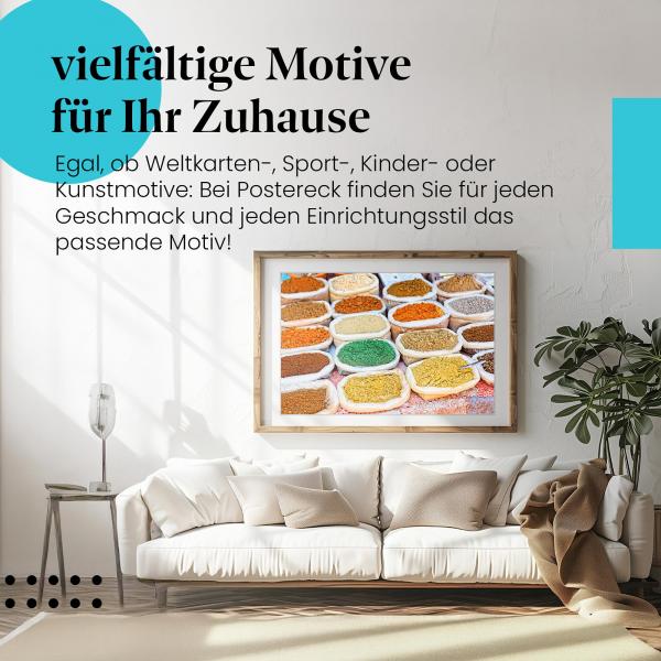 Leinwandbild "Gewürzmarkt": Bunte Farben, exotische Aromen - ein Hingucker!