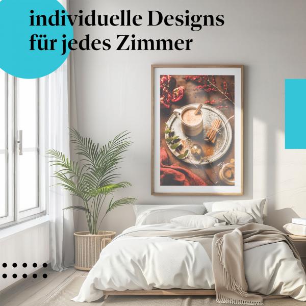 Schlafzimmer Deko: Gemütliche Küche mit "Gewürztee" Poster. Ein Hauch von Weihnachten.