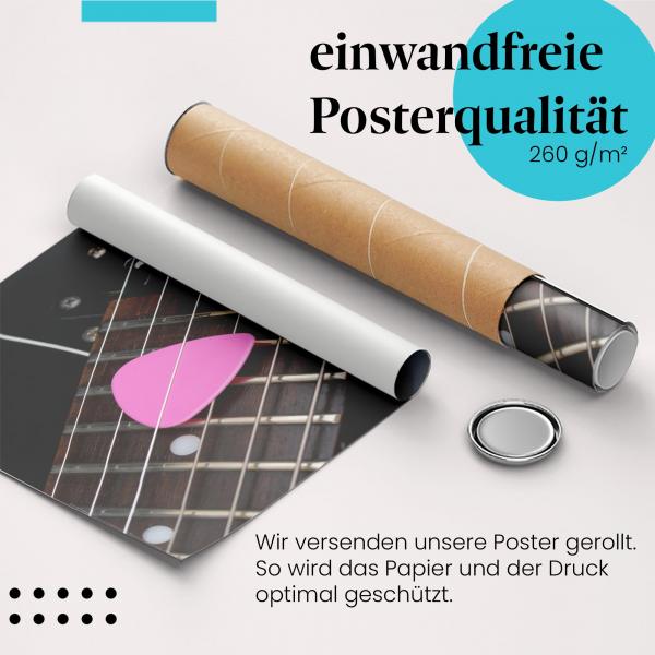 "Gitarre mit Plektrum": Gerolltes Poster - bereit zum Spielen.