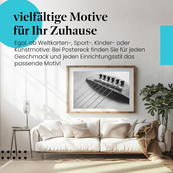 Leinwandbild Gitarrensaiten: Schönheit der Musik, ästhetisch & modern.