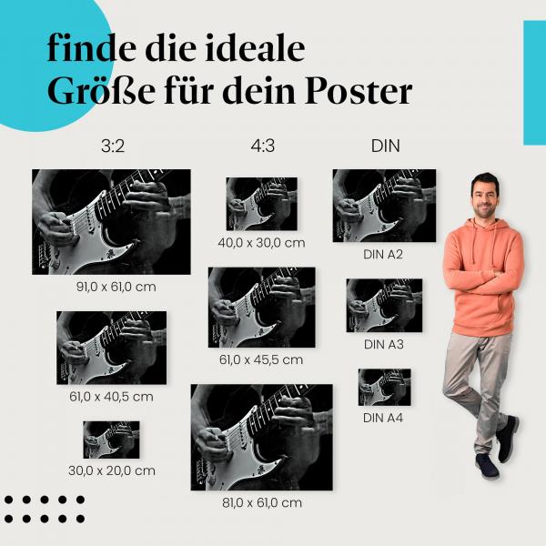 Gitarrist mit E-Gitarre Poster: Rockige Wanddeko - jetzt Postergröße wählen!