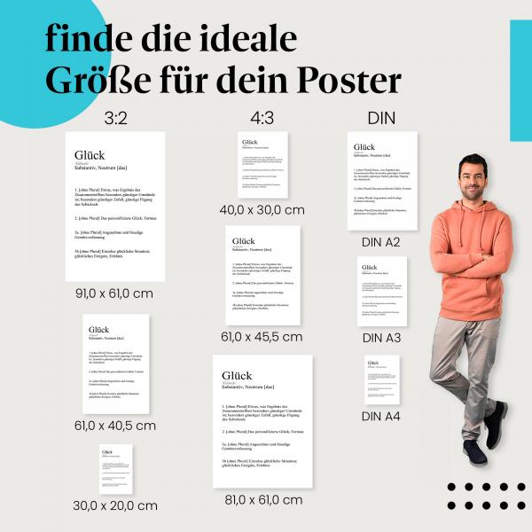 Glück, Poster: Definition, Erklärung, Beispiele.