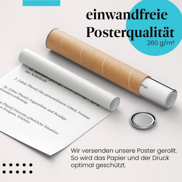 Gerolltes Poster "Glück". Positive Emotionen, sicher verpackt.