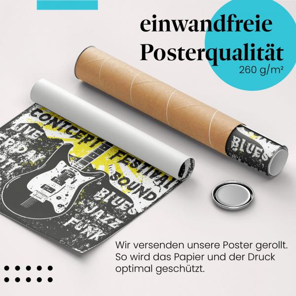 Gerolltes Poster "Hardrock Festival" - Vintage Konzertposter, sicher verpackt.